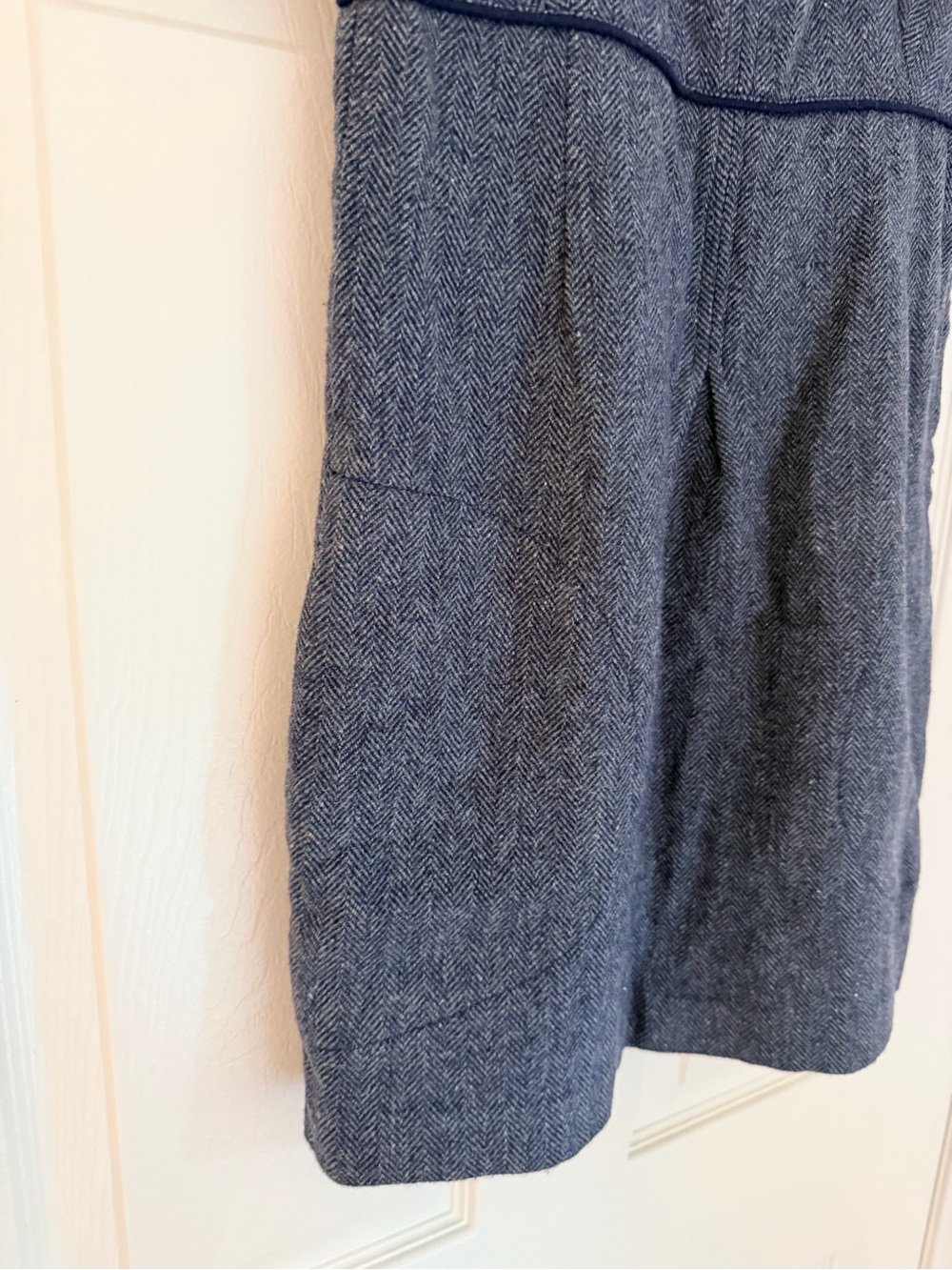 Vintage Aritzia Wilfred Navy Wool Herringbone Mini Dress Size S - Picture 4 of 7